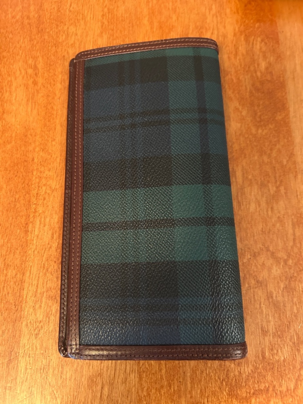 Leather-Trim Green & Black Plaid Women’s Wallet - Picture 3 of 3
